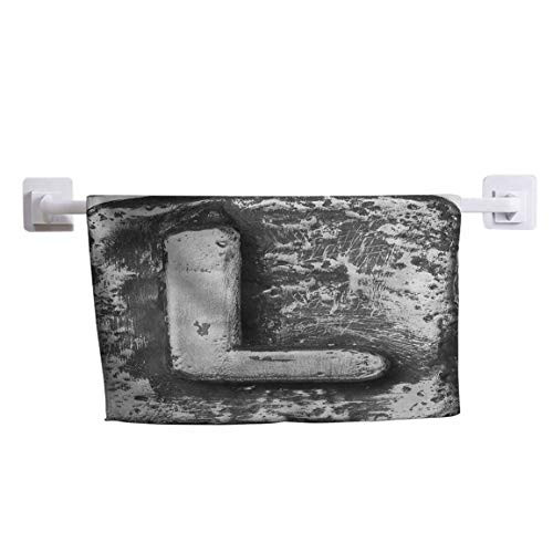 DayDayFun Hand Towel Letter L Cute Towel Wraps for Women Typography Composite L Alphabet Letter Name Baroque Knights Iron Words Writing Design 10 inch x 10 inch Grey