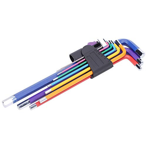 9pcs Colorful Hex Wrench Set Allen Key,High Hardness,Flat Head L Shape Hex Spanner Steel Long Hand Tools for Bicycle Repair,Motorcycle Repair and Workshop Repair