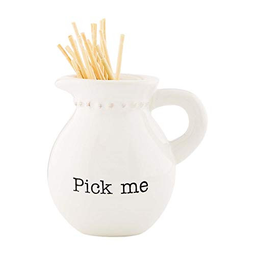 Mud Pie Ceramic Toothpick Holder With Sentiment - Pick Me