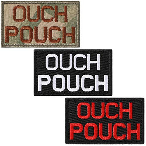 3 Pieces Ouch Pouch Embroidered Patch Tactical Compact Water-Resistant Moral Applique Fastener Hook and Loop Emblem