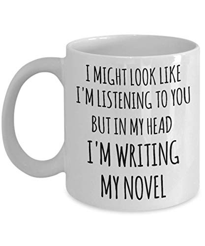 Author Gifts Author Mug Literary Writer in My Head I'm Writing My Novel Coffee Cup Book Author Gift Ideas Aspiring Author
