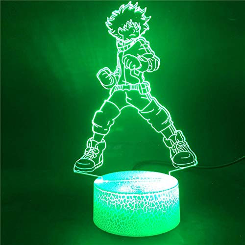 3D Night Lights for Boys Girls My Hero Academia Deku Midoriya Izuku Colorful with Remote Supply Direct LED Night Light USB Lamp led Night Light for Kids 16 Colors Remote