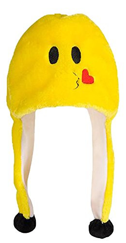 Emoticon POM POM Plush HAT Blowing Heart KISS Yellow