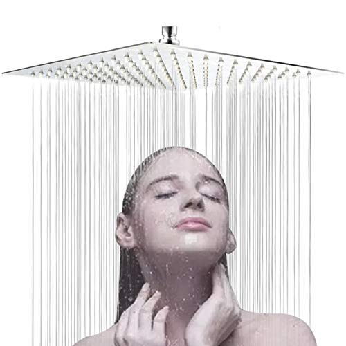 Saeuwtowy Rainfall Bathroom Shower Head 8'' Square Ultrathin High Pressure Shower Head Replacement Low Flow Shower Head Wall Mount Swivel Massager Shower Head Chrome Finish