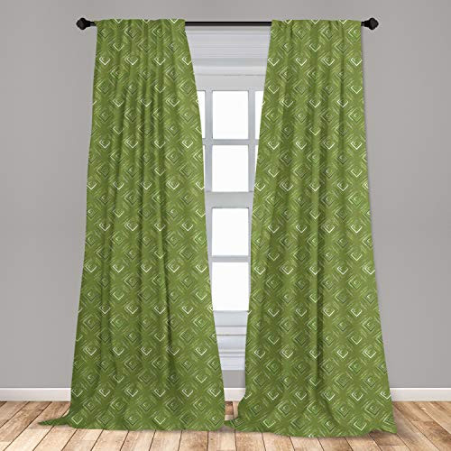 Ambesonne Olive Green 2 Panel Curtain Set, Grunge Geometric Pattern Square Shape Diagonal Abstract Rhombus, Lightweight Window Treatment Living Room Bedroom Decor, 56 inch x 84 inch, Olive Green Ambesonne Olive Green 2 Panel Curtain Set, Grunge Geometric Pattern Square Shape Diagonal Abstract Rhombus, Lightweight Window Treatment Living Room Bedroom Decor, 56 inch x 84 inch, Olive Green
