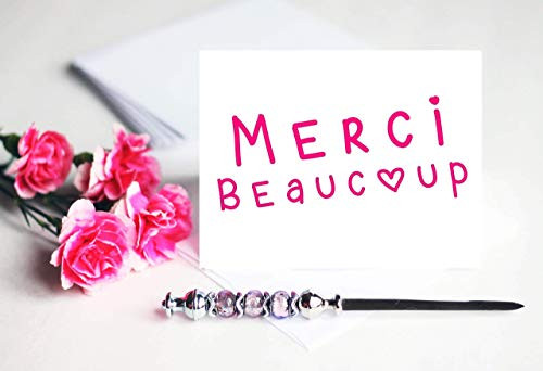 Merci Thank You Stationery and Personalized Stationary for Writing Letters Notecard and Envelope Set