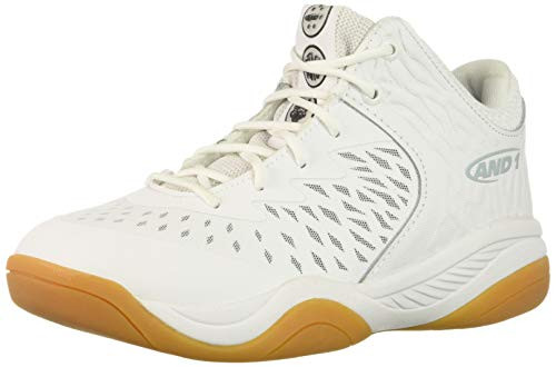 AND 1 Boy's Attack Mid Sneaker, White/Superfoil/Gum, 7 Medium US Big Kid
