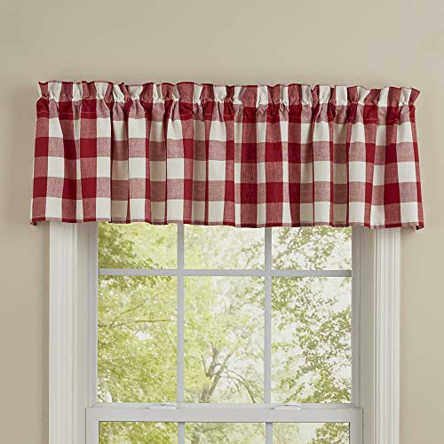 Park Designs Buffalo Check Valance - 14 inch L - Red  and  Cream