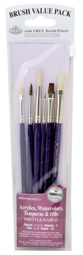 Royal Langnickel Bristle/Sable Brush Set Value Pack, 7-Pack