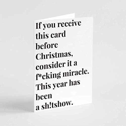 Funny Christmas Cards for Late People - 24 Cards w/White Envelopes - F***ing Sh*tshow Covid Designs - Personalized Stationery Printed in the USA by RitzyRose