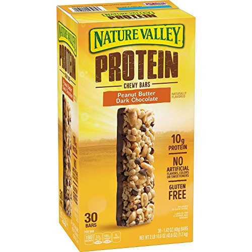 Nature Valley Protein Peanut Butter Dark Chocolate Gluten-free Chewy Bars (1.42 oz., 26 pk.) Nature Valley Protein Peanut Butter Dark Chocolate Gluten-free Chewy Bars (1.42 oz., 26 pk.)