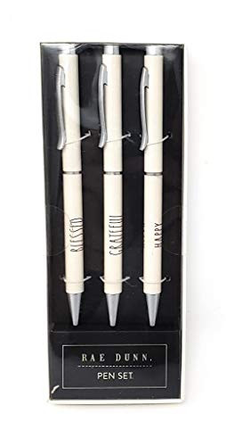 Rae Dunn Pen set of 3, beige, black LL, BLESSED, GRATEFUL, HAPPY