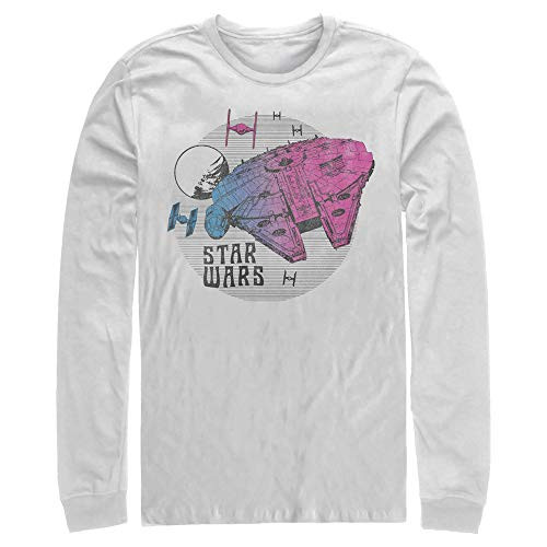 Men's Star Wars: The Rise of Skywalker Ombre Millennium Falcon Long Sleeve Shirt - White - Large