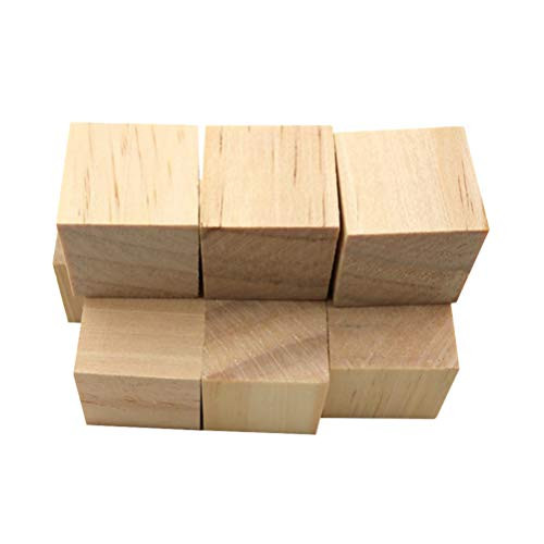 SUPVOX 12pcs Wood Square Blocks Wooden Cubes Cutout 50mm DIY Crafts Puzzle Making Carving Handwork Art Projects Material