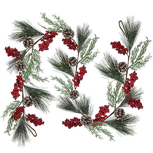 6.6 feet Artificial Christmas Pine Garland with Berries Pinecones Cypress Winter Greenery Garland for Holiday Season Mantel Fireplace Table Runner Centerpiece Decoration 6.6 feet Artificial Christmas Pine Garland with Berries Pinecones Cypress Winter Greenery Garland for Holiday Season Mantel Fireplace Table Runner Centerpiece Decoration