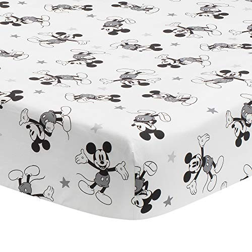 Lambs and Ivy Magical Mickey Mouse Cotton Fitted Crib Sheet - White, Disney Lambs and Ivy Magical Mickey Mouse Cotton Fitted Crib Sheet - White, Disney