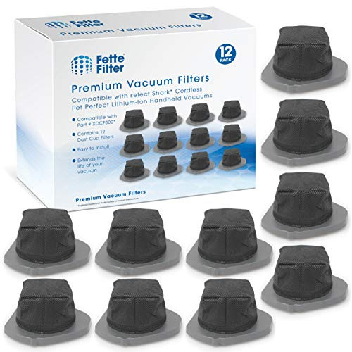 Fette Filter - Dust Cup Filter Compatible with Shark Cordless Pet Perfect Lithium-Ion Handheld Vacuums Models LV800 LV801 LV801C Compare to Part  XDCF800. (Pack of 12)