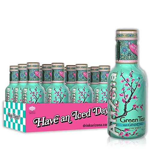 AriZona Premium All Natural Green Tea with Ginseng  and  Honey, 16.9 Fl Oz (Pack of 12)