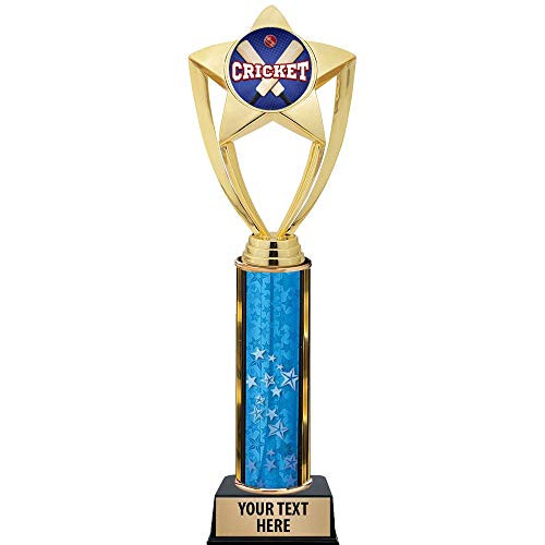 Crown Awards Cricket Trophies, 11 inch Gold Star Cricket Team Trophy with Engraving Included Prime Crown Awards Cricket Trophies, 11 inch Gold Star Cricket Team Trophy with Engraving Included Prime