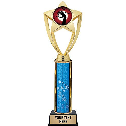 Crown Awards Halloween Trophies, 11 inch Gold Star Halloween Zombie Hand Trophy with Engraving Included Prime Crown Awards Halloween Trophies, 11 inch Gold Star Halloween Zombie Hand Trophy with Engraving Included Prime