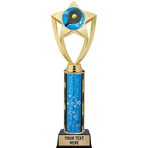 Crown Awards Paddle Tennis Trophies, 11 inch Gold Star Paddle Tennis Trophy with Engraving Included Prime