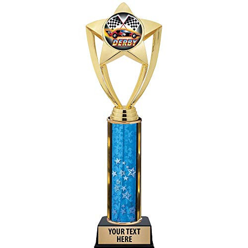 Crown Awards Pinewood Derby Trophies, 11 inch Gold Star Derby Race Trophy with Engraving Included Prime