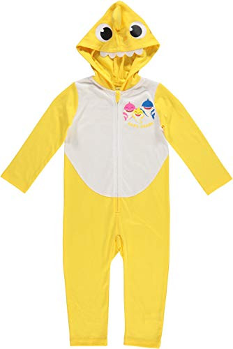 Pinkfong Baby Shark Little Boys Cosplay Hooded Costume Coverall Romper 5-6 Yellow/White