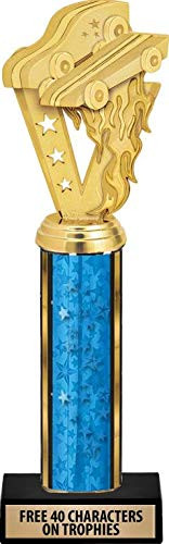 Crown Awards Pinewood Derby Trophies - 11 Inch Customized Pinewood Derby Blue Stars Column Trophies Prime