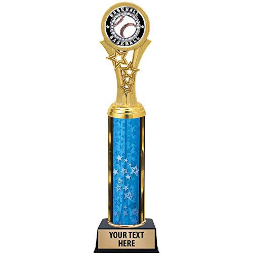 Baseball Trophies, 11 inch Blue Stars Baseball Ice Trophy Award, Free Engraving Prime
