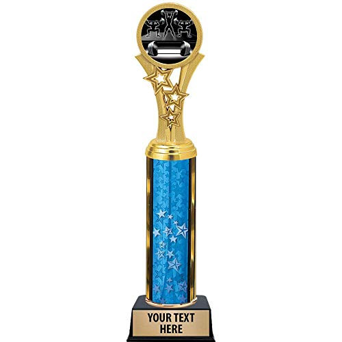 Bodybuilding Trophies, 11 inch Blue Stars Bodybuilding Trophy Award, Free Engraving Prime