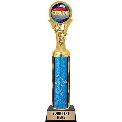 Curling Trophies, 11 inch Blue Stars Curling Trophy Award, Free Engraving Prime Curling Trophies, 11 inch Blue Stars Curling Trophy Award, Free Engraving Prime