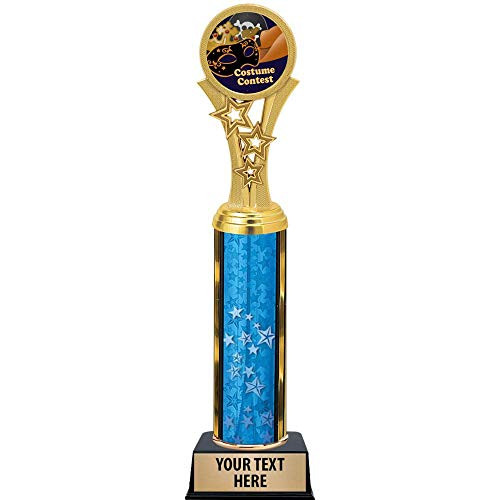 Halloween Trophies, 11 inch Blue Stars Costume Contest Trophy Award, Free Engraving Prime