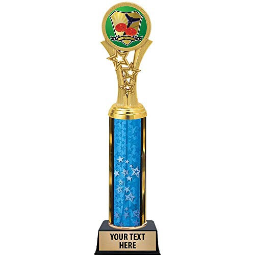 Shuffleboard Trophies, 11 inch Blue Stars Shuffleboard Trophy Award, Free Engraving Prime Shuffleboard Trophies, 11 inch Blue Stars Shuffleboard Trophy Award, Free Engraving Prime