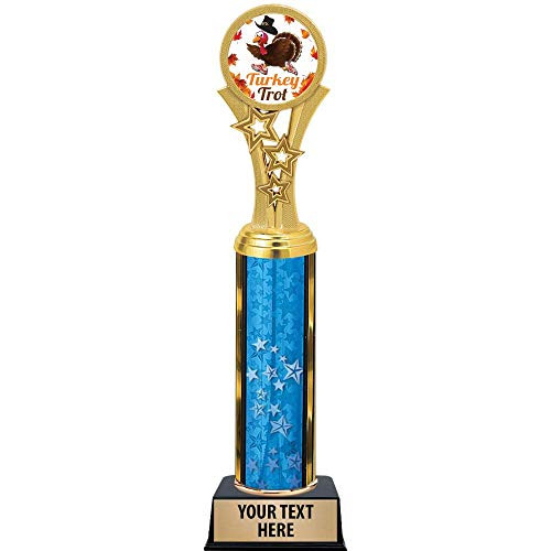 Turkey Trot Trophies, 11 inch Blue Stars Turkey Trot Trophy Award, Free Engraving Prime