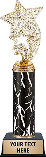 Crown Awards Glitter Star Rocket Trophies, Personalized Black Lightning Glitter Star Rocket Trophy, Custom Engraving Included Prime