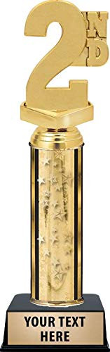 Crown Awards 2nd Place Trophies, Gold Stars 2nd Place Trophy with Custom Engraving Prime