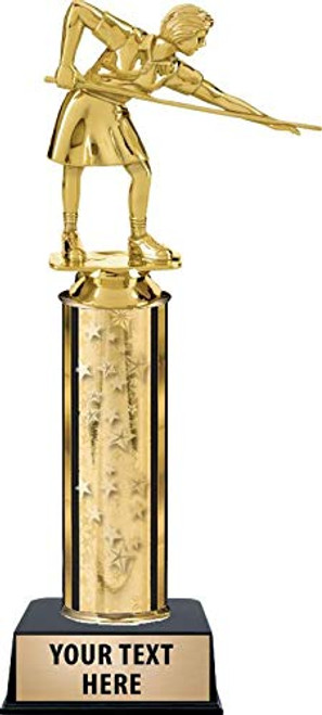 Crown Awards Billiards Female Trophies, Gold Stars Billiards Female Trophy with Custom Engraving Prime Crown Awards Billiards Female Trophies, Gold Stars Billiards Female Trophy with Custom Engraving Prime