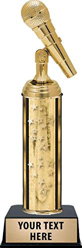Crown Awards Microphone Trophies, Gold Stars Microphone Trophy with Custom Engraving Prime