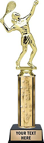 Crown Awards Tennis Serve Female Trophies, Gold Stars Tennis Serve Female Trophy with Custom Engraving Prime