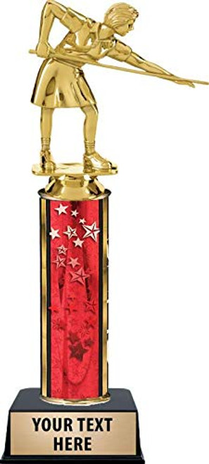 Billiards Female Trophies, Red Stars Billiards Female Trophy Award with Customized Engraving Prime Billiards Female Trophies, Red Stars Billiards Female Trophy Award with Customized Engraving Prime