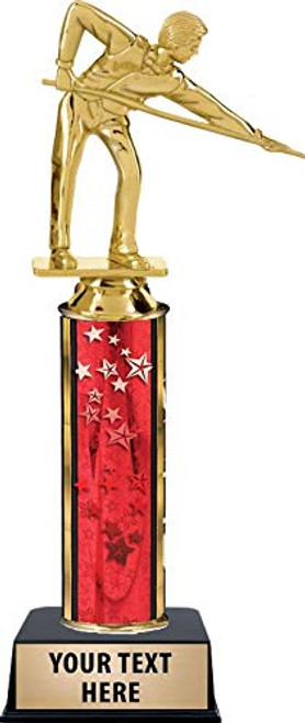 Billiards Male Trophies, Red Stars Billiards Male Trophy Award with Customized Engraving Prime Billiards Male Trophies, Red Stars Billiards Male Trophy Award with Customized Engraving Prime