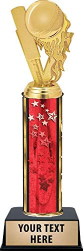 Cricket Fireball Trophies - Red Stars Cricket Fireball Trophy Award with Customized Engraving Prime