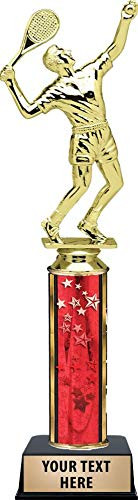 Tennis Serve Male Trophies, Red Stars Tennis Serve Male Trophy Award with Customized Engraving Prime