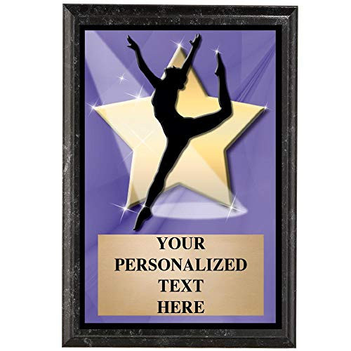 Dancing Plaques, 5 x 7 Show Stopper Purple and Gold Dance Trophy Plaque with Custom Engraving Prime