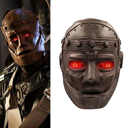 Doom Patrol Robotman Mask Led Mask, Light Up Robot Full Head Latex Helmet Mask Cosplay Adult