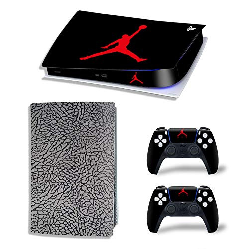 PS5 Digital Version Console and Controllers Skin Vinyl Sticker Decal Cover for PlayStation 5 Console and Controllers -Jordan Black Cement