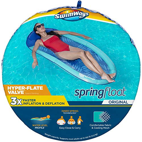 SwimWays Spring Float Inflatable Pool Lounger with Hyper-Flate Valve