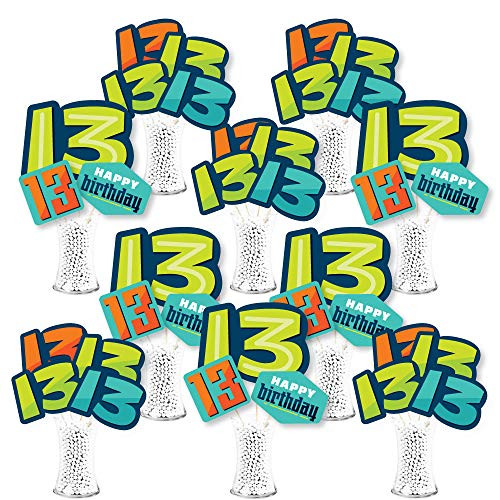 Big Dot of Happiness Boy 13th Birthday - Official Teenager Birthday Party Centerpiece Sticks - Showstopper Table Toppers - 35 Pieces Big Dot of Happiness Boy 13th Birthday - Official Teenager Birthday Party Centerpiece Sticks - Showstopper Table Toppers - 35 Pieces
