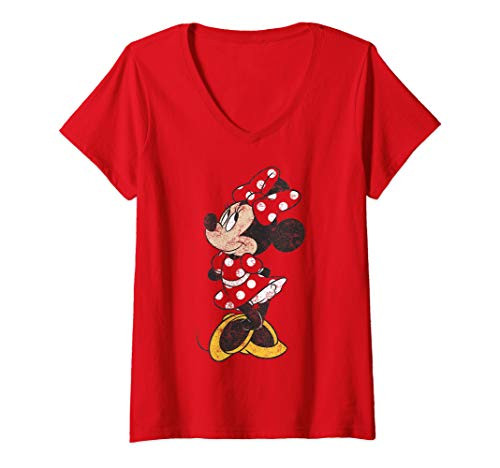 Womens Disney Mickey And Friends Minnie Mouse Simple V-Neck T-Shirt