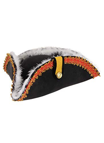 Tricorn Admiral Pirate Hat with Feathers Cosplay Costume Hat for Adults